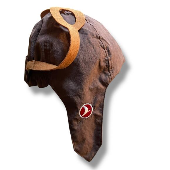 Turkish Airlines Aviator Youth Pilot Hat Cap Felt Goggles Play Natural Kids 3-12 - Picture 2 of 10